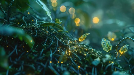 A green leafy plant with a bunch of leaves and a bunch of lights