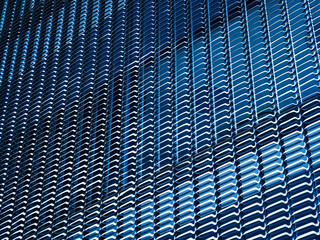 Steel pattern metal texture Architecture details Modern building facade Blue color