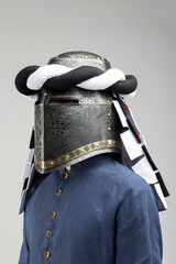Medieval Knight Helmet with White and Black Drapery