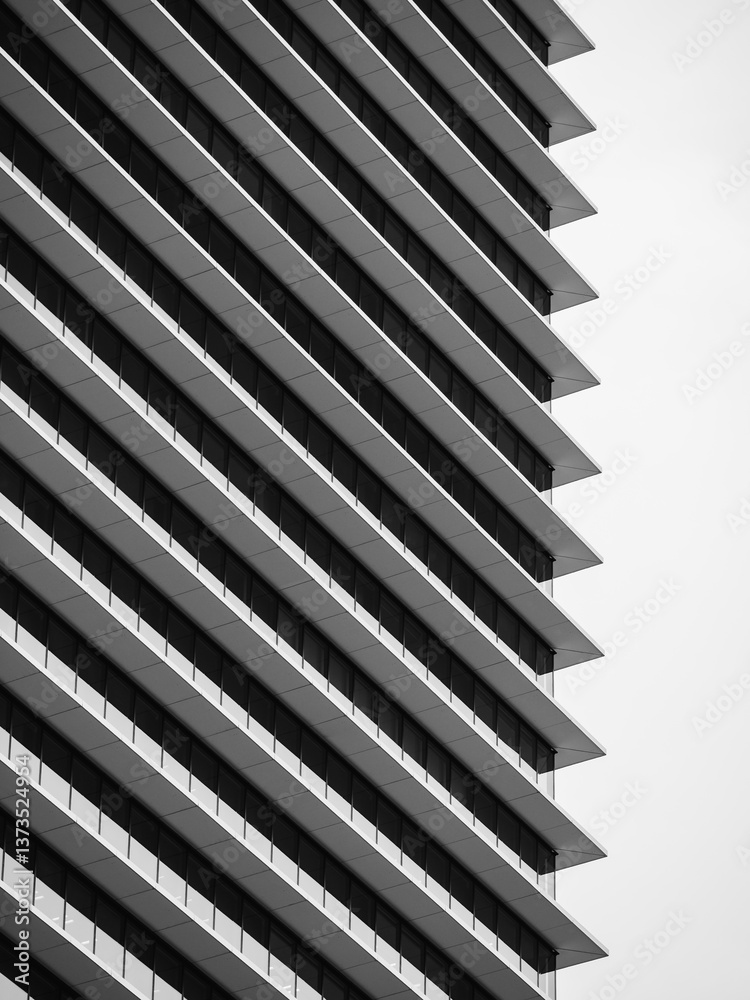 Aufkleber Modern building window pattern Steel facade cladding Architecture details 