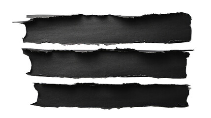 Elegant Torn Paper Strips with a Dark Matte Finish Suitable for Creative Backgrounds, Design Projects, and Artistic Presentations in Various Contexts