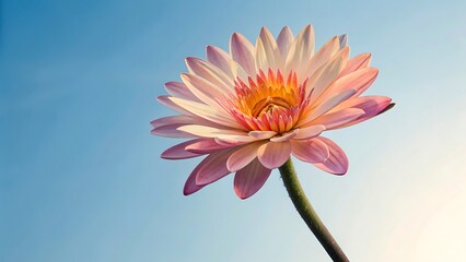 Beautiful Pink Water Lily Blooming Against a Clear Blue Sky Perfect for Nature and Wellness Themes