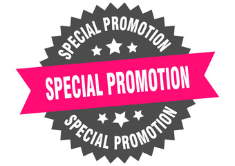 special promotion. special promotion round pink label isolated on transparent background