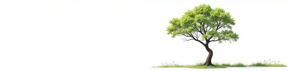 A single branch of a tree on white background, landscape, nature