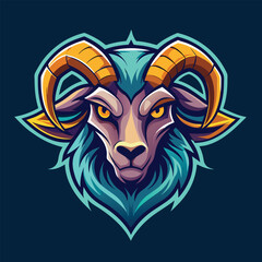 Regal Ram King Logo - Crowned Goat Head with Intricate Details