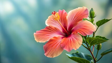 Vibrant Hibiscus Flower in Full Bloom Captured in Lush Greenery for Nature and Floral Photography Enthusiasts