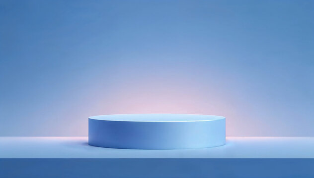 minimalistic light blue podium against a gradient