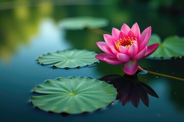 Intricate floral pattern of water plants reflected on still lake water Close-up view , detail, aesthetic