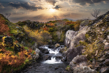 lake district sunset over torver beck Coniston Cumbria