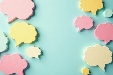Seamless pastel speech bubbles, whimsical design, repeating, background