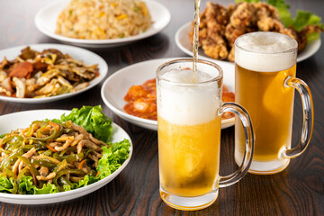 中華料理とビール