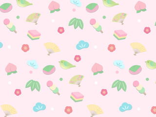 Cute Japanese Pattern  Background for Hinamatsuri and Spring