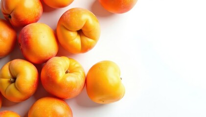 Sun-dried apricots, vibrant orange against pure white , still life, dried food, delicious