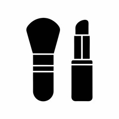 Makeup Brush and Lipstick Icon Vector.