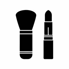 Makeup Brush and Lipstick Icon Vector.