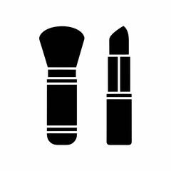 Makeup Brush and Lipstick Icon Vector.