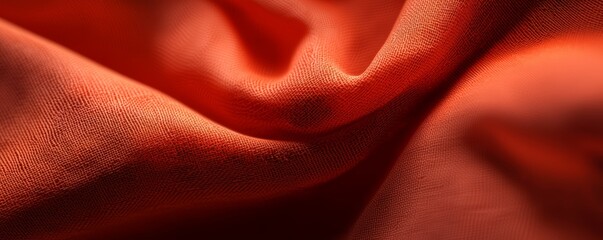 A close-up view of smooth, flowing orange fabric, showcasing its texture and rich color.