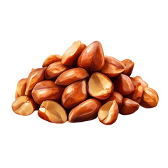 A pile of shelled peanuts with a smooth brown skin and a light tan interior on a black background
