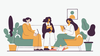 A group of people participate in a psychological therapy session under the guidance of a specialist. Participants express their emotions, receive support and share their experiences.