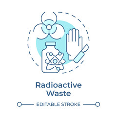 Radioactive waste soft blue concept icon. Nuclear medicine, radiotherapy. Radiation, hazard. Round shape line illustration. Abstract idea. Graphic design. Easy to use in presentation, article