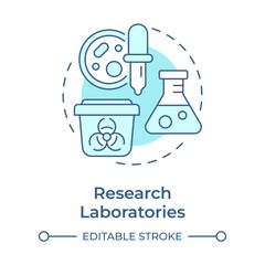 Research laboratories soft blue concept icon. Biological agents, genetic engineering. Round shape line illustration. Abstract idea. Graphic design. Easy to use in presentation, article
