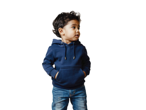 Kind in Kapuzenpullover im Profil PNG mit transparentem Hintergrund

