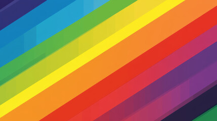 Vibrant diagonal stripes in rainbow colors create lively backdrop
