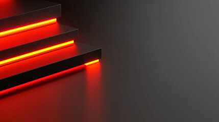 Obraz premium Futuristic stairs with glowing red lights create striking effect