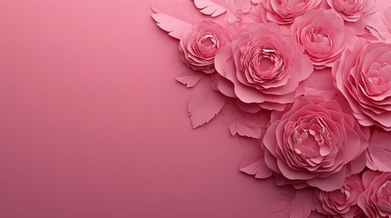 Beautiful pink paper flower arrangement creating a floral decorative design
