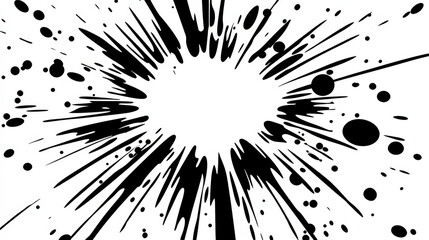 Abstract ink splatter design with dynamic black patterns