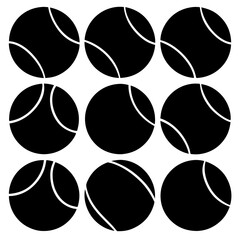 Bright yellow tennis balls, a round sport object for game play, isolated in a new vector illustration