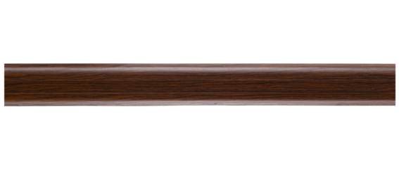Plastic brown baseboard with imitation wood isolated on a transparent background. PNG.