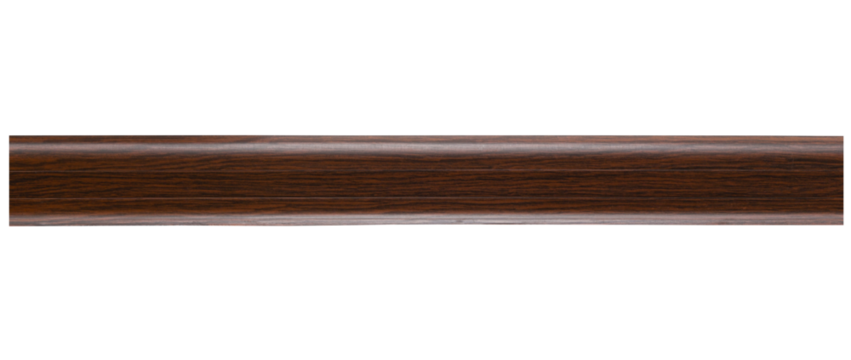 Plastic brown baseboard with imitation wood isolated on a transparent background. PNG.