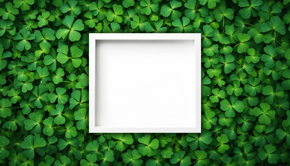 a lush carpet of clover leaves. The leaves, predominantly a vibrant green