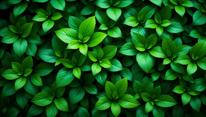 green leaves in a lush and vibrant pattern with a small
