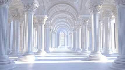 Elegant White Columns in Grand Architectural Interior Space