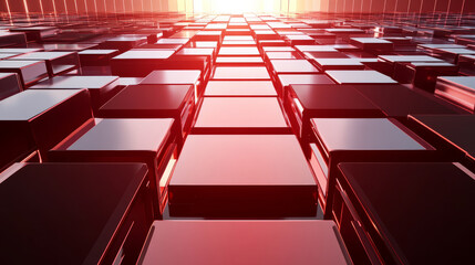 Obraz premium Vibrant red cubes create mesmerizing digital landscape