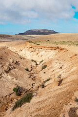 Arid landscape, Island Fuerteventura, Canary Islands, Spain, Europe.