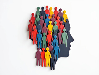 a crowd of people in a person's head