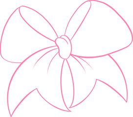 Playful Pink Ribbon Bow Outline Hand Drawn
