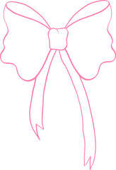 Playful Pink Ribbon Bow Outline Hand Drawn