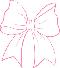 Playful Pink Ribbon Bow Outline Hand Drawn