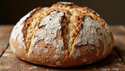 The freshly baked ciabatta loaf sits on a rustic wooden table, its golden crust crackling as it cools