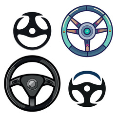 Print steering wheel vector isolated on white background