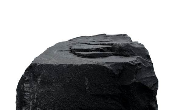 Stone Rock from podium stage isolated on background for Product Display platform Black Sea Rocky Stand with rough surface texture,Nature Black Rock cliff element,Stone garden decoration