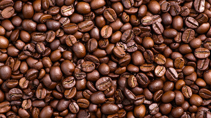 Fototapeta premium Rich Brown Roasted Coffee Beans Texture Background