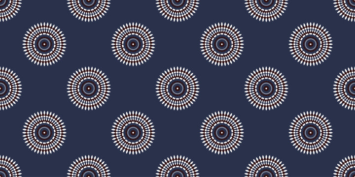 African ethnic traditional native pattern. Seamless pattern beautiful Kitenge, chitenge, dutch wax, and Ankara style. Design for carpet, wallpaper, clothing, wrapping, fabric, cover, dress. Vector