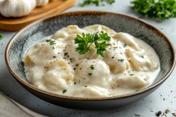 Creamy Dumplings in White Sauce with Herbs and Spices