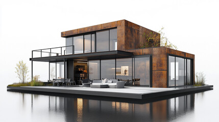 Modern loft home with open plan design and large windows