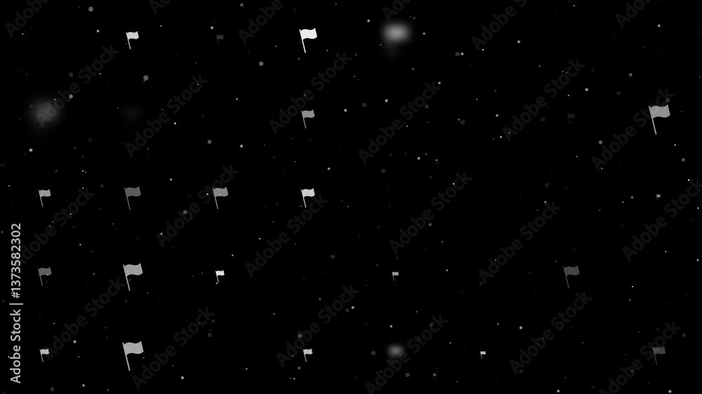 Poster template animation of evenly spaced flag symbols of different sizes and opacity. animation of transp
